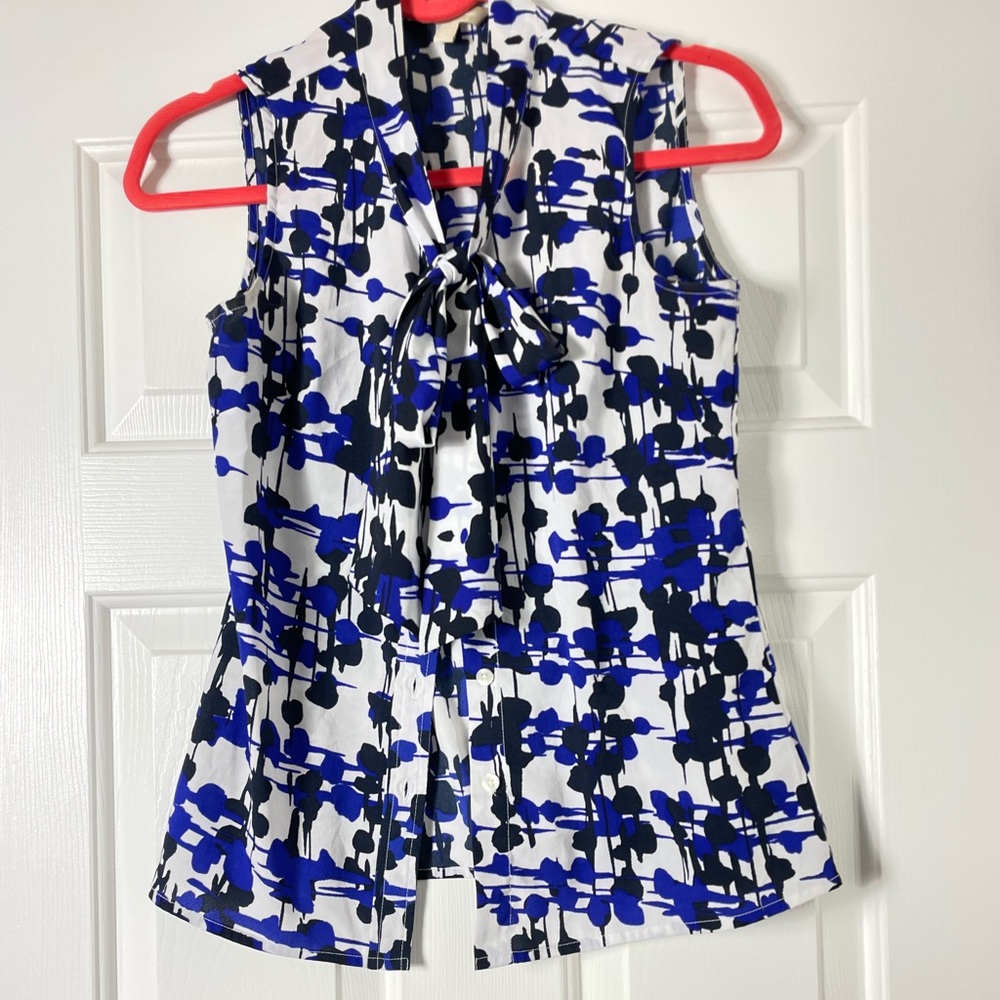 Banana Republic Women's blue & white Printed Lace Blouse Size XS